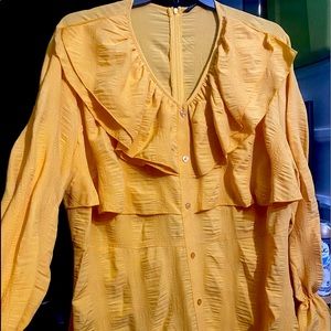 Mustard color ruffle maxi dress, light weight